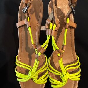 Coach Neon Yellow Wedges 8.5